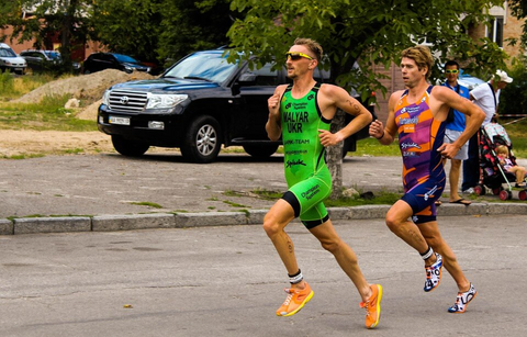 two athletes running