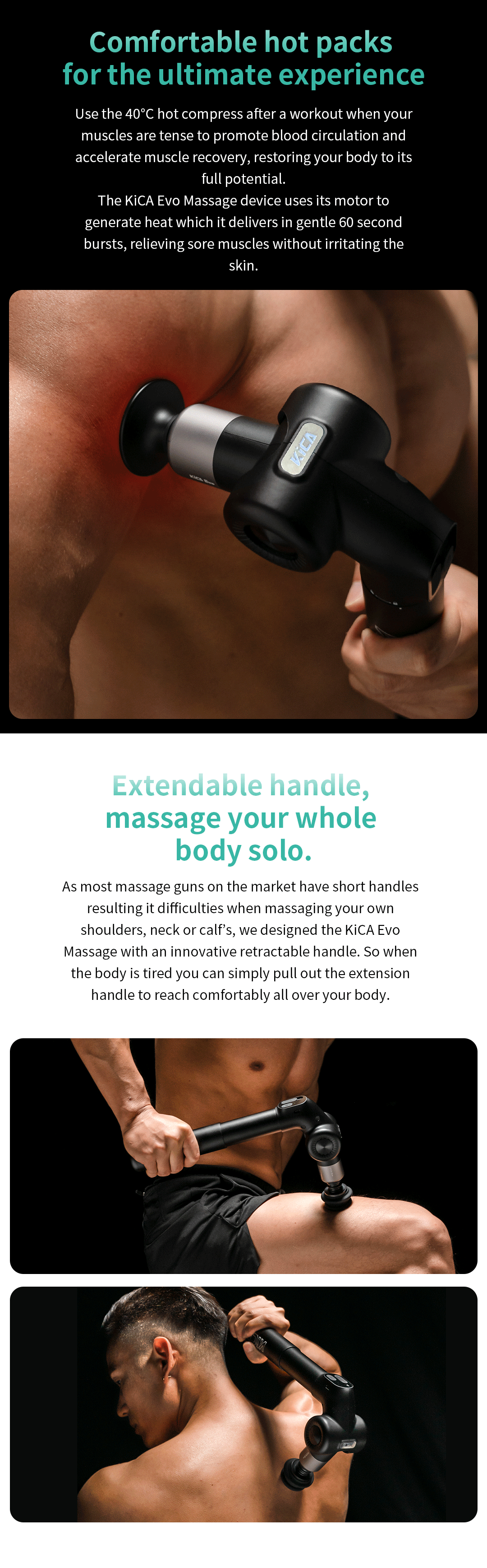 KiCA Evo Foldable Extendable Heated Percussion Muscle Massage Gun Overview