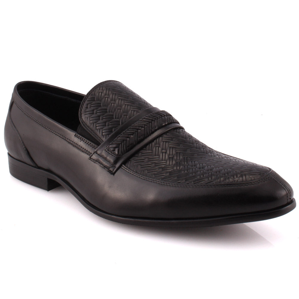 Men “HUDSON” Textured Penny Loafers – Unze London