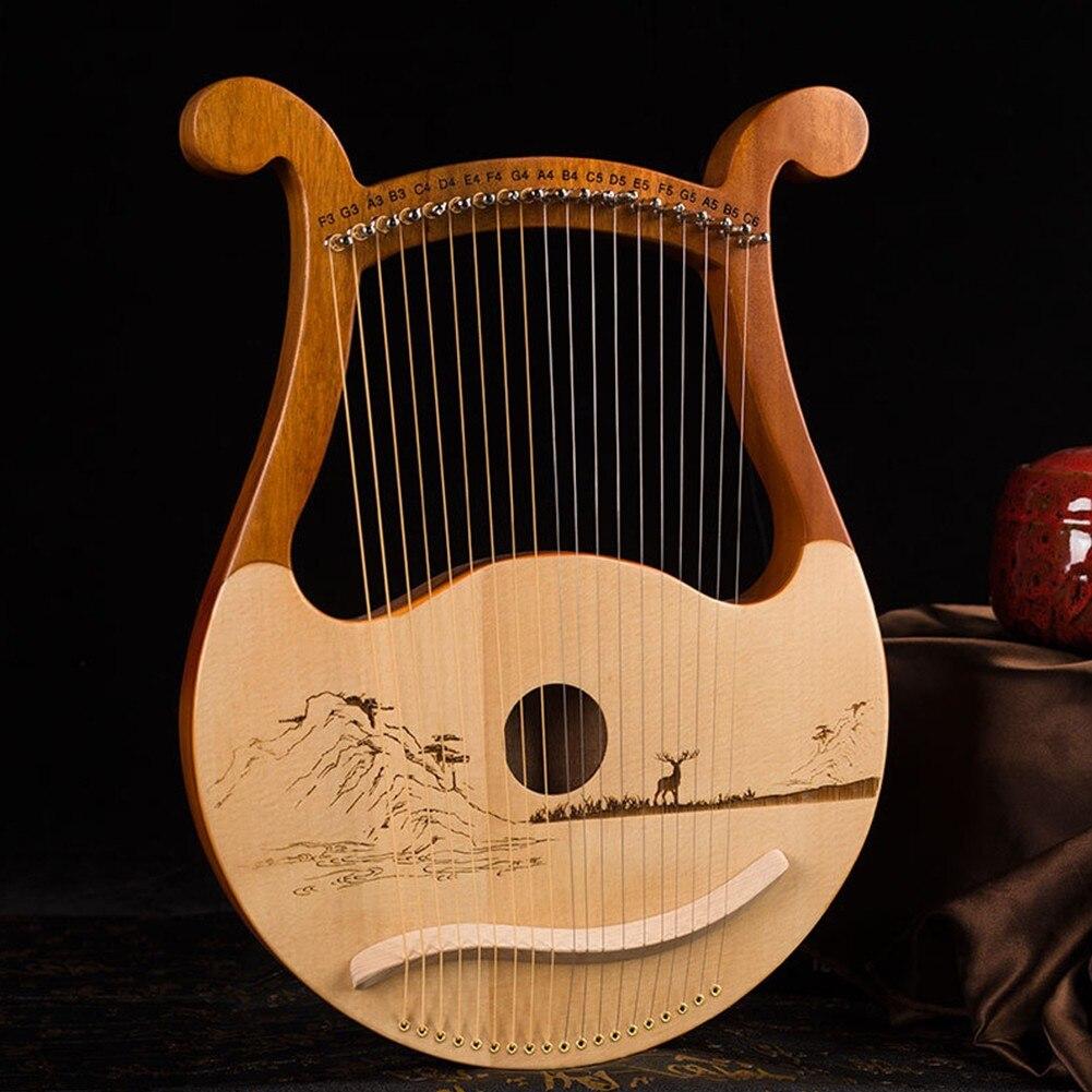 19 String Lyre Harp Mahogany Harp Music Instrument With Spare Strings  Tuning Wrench For Beginner Outer Space Lotus Wild Goose, AKLOT