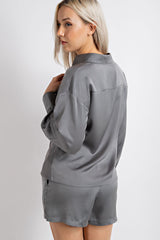 CT2386 SATIN LONG SLEEVE SHIRT W/ FRONT TWISTED