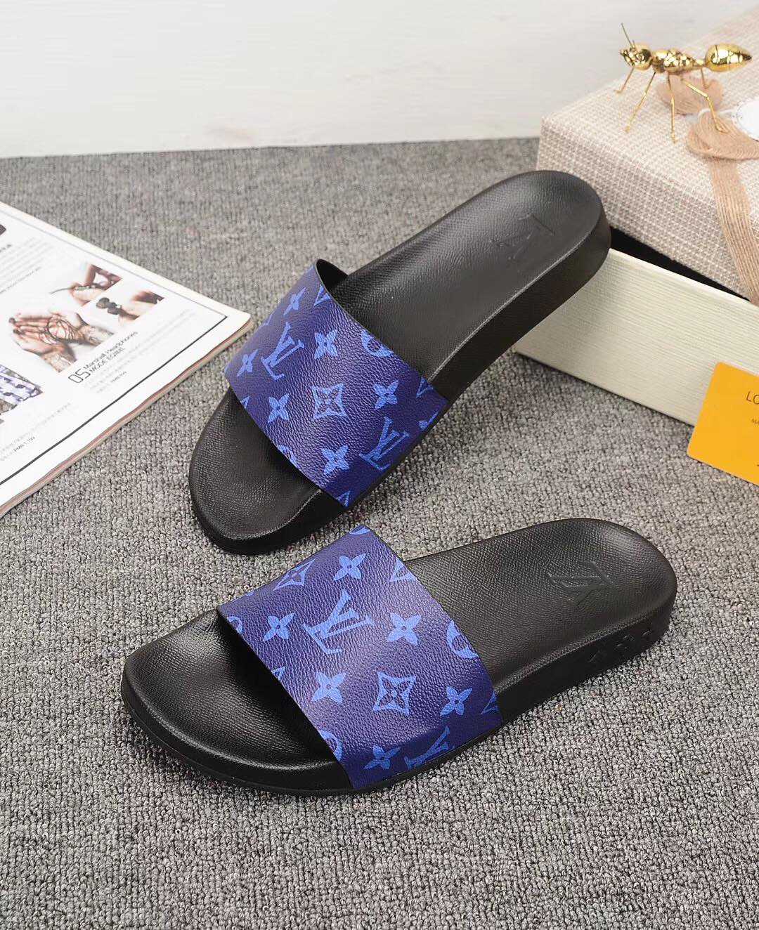 LV Louis Vuitton Men's Leather Sandals