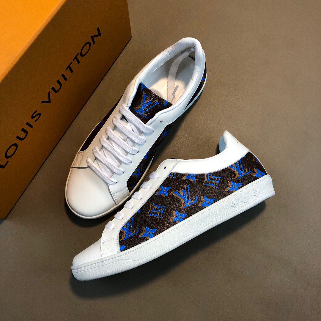 LV Louis Vuitton Men's Leather Low Top Sneakers Shoes