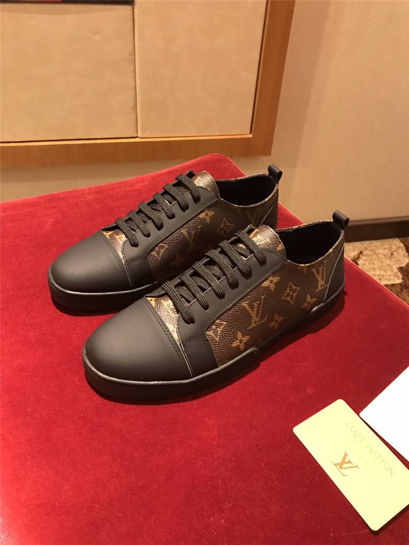 LV Louis Vuitton Men's Monogram Leather Fashion Sneakers Sho