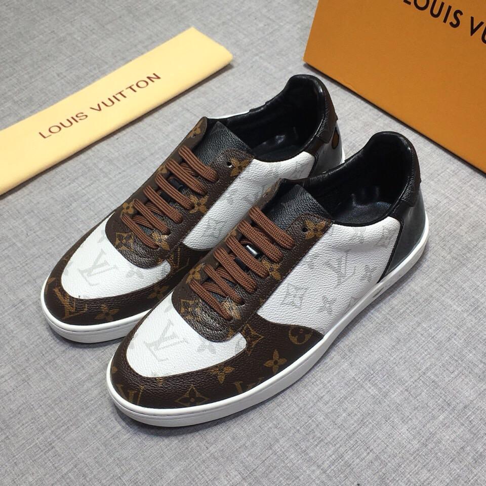 LV Louis Vuitton Men's Leather Fashion Low Top Sneakers Shoes