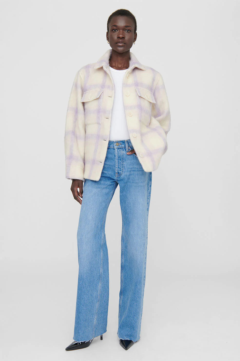 The Phoebe Jacket in Lavender and Cream Check