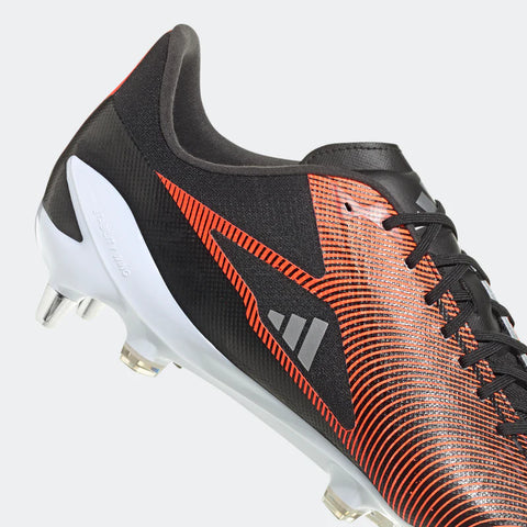 mens adidas ADIZERO RS15 PRO SG rugby boots in BLACK/SILVER MET./SOLAR RED