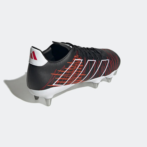 adidas kakari elite soft ground rugby boots in black with scarlet red