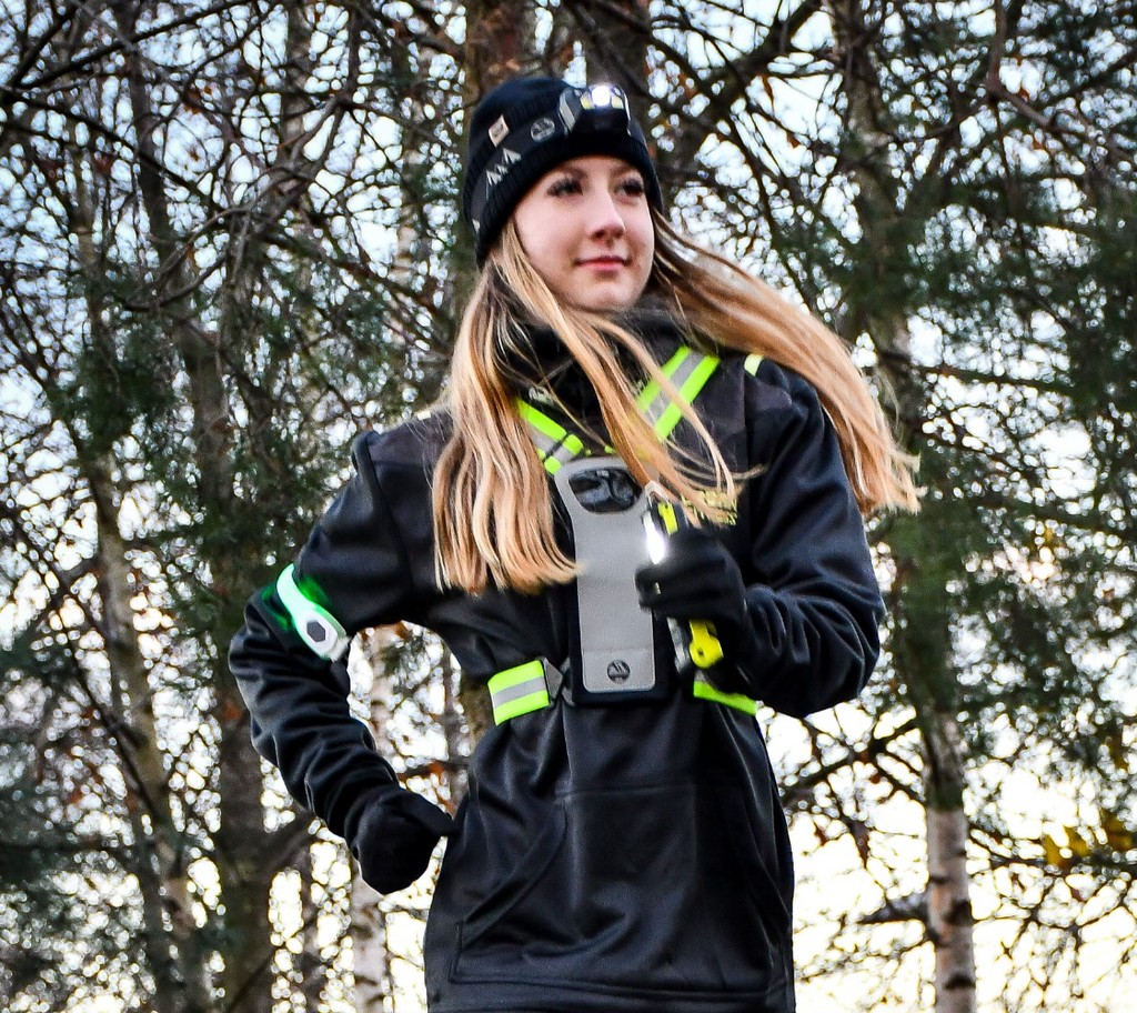 girl running outdoors in woods