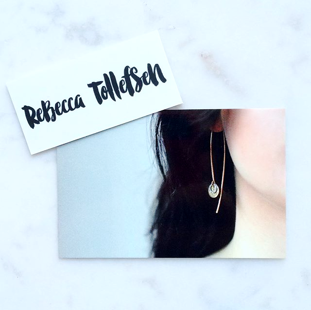 Rebecca Tollefsen new branding and gold open hoop earrings