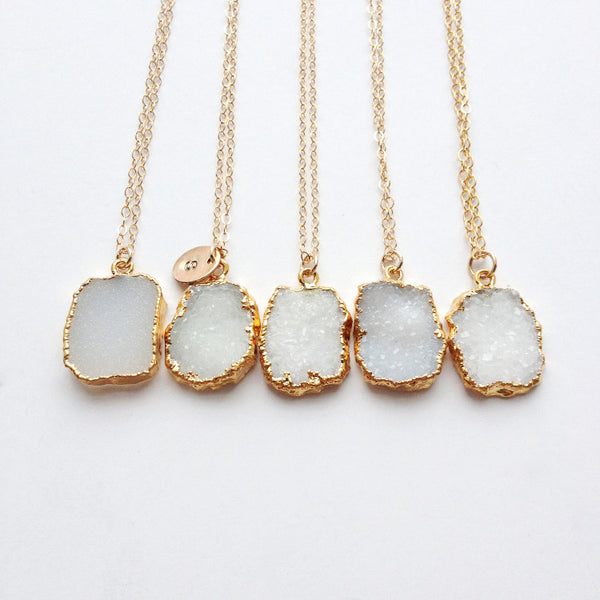 Snow White Druzy Pendant Necklace – Rebecca Tollefsen