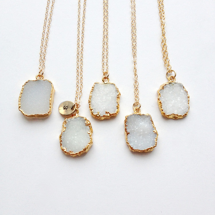 Snow White Druzy Pendant Necklace – Rebecca Tollefsen