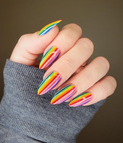 stripes manicure design for birthday nail design