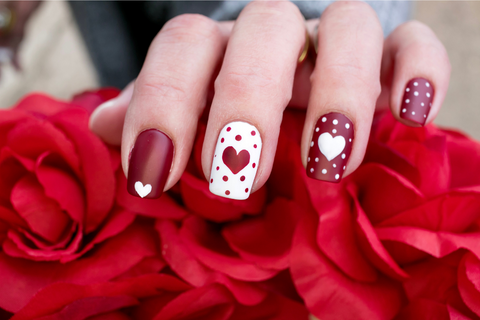 Red, white and black nail art - Nail Lacquer UK