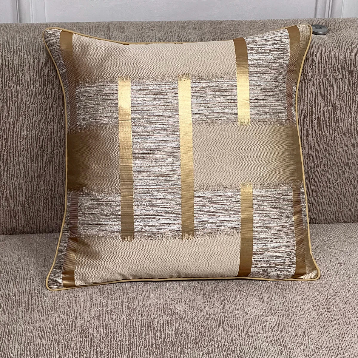 Shiny Gold Stripe Decoration Pillowcase
