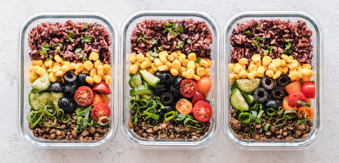 Draufsicht Meal Prep Boxen