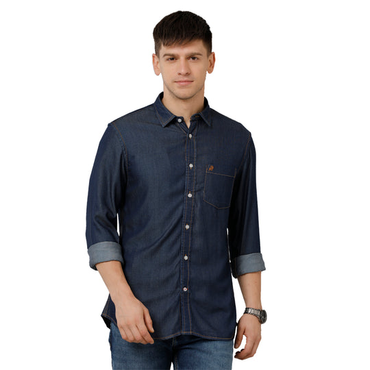 Share 166+ dark blue jeans shirt latest