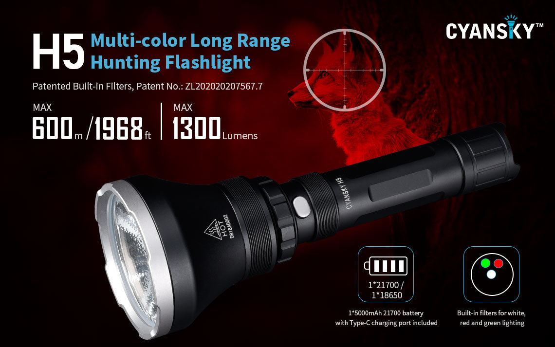 H5 LED Lanterna Flashlight Cyansky