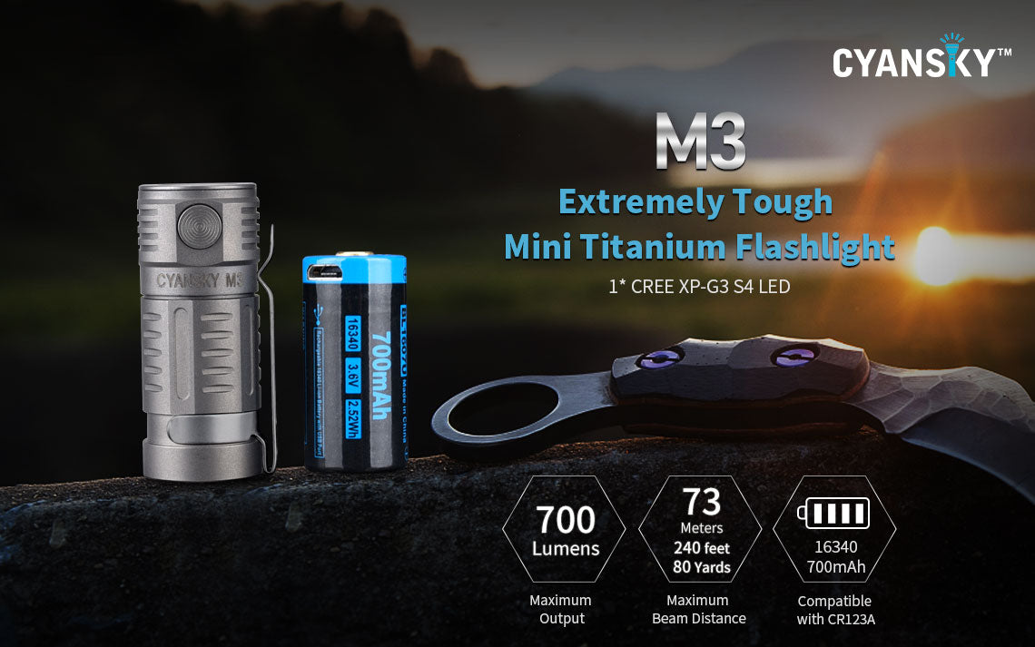 M3 LED Lanterna Flashlight Cyansky