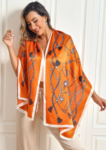 Silk Printed Rectangular Long Shawl Scarf