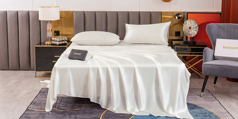 white silk bedding sheet