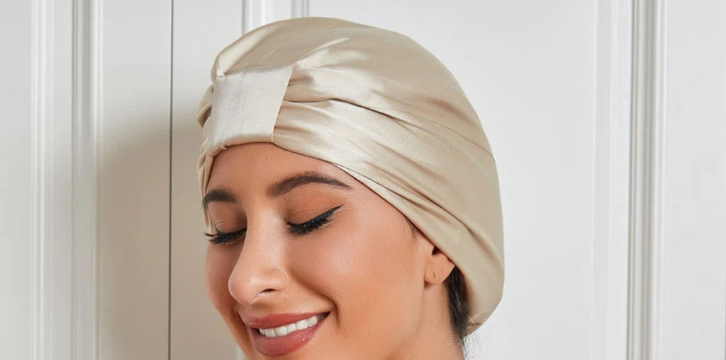 Bonnet de Nuit Turban Double Couche en Soie Pure