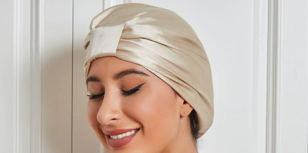 Bonnet de Nuit Turban Double Couche en Soie Pure