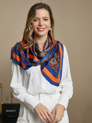 Decorate your neck with low/high-saturation colors silk scarf