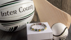 GAA inspired County Colours Magnetic Bracelets - Image shows a bracelet with a GAA hurl and Ball