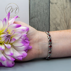 Elegant Swarovski Ruby 4in1 Magnetic Bracelet on Wrist
