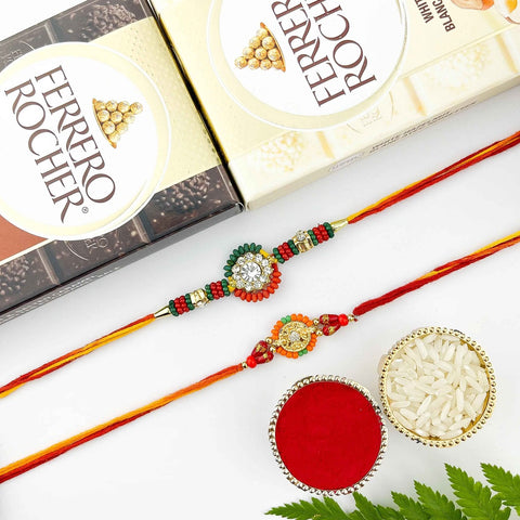 Raksha Badhan Gifts | Rakhi Gifts | Rakhi Set With Chocolates | Rakhi Set With Ferro Rocher Bars | Simply Desi | Indian Restaurant