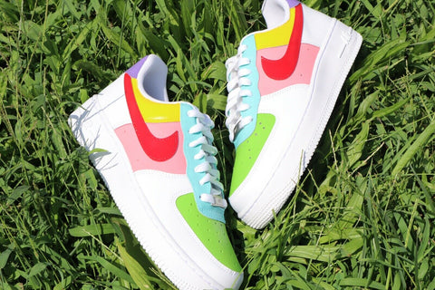 Nike Air Force 1 Custom Bold Green Outline Sneakers Line Shoes Mens Womens