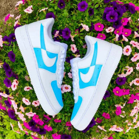 🏀 Nike Air Force 1 Custom Low Two Two Baby Blue White Shoes Men Women Kids  UNC 