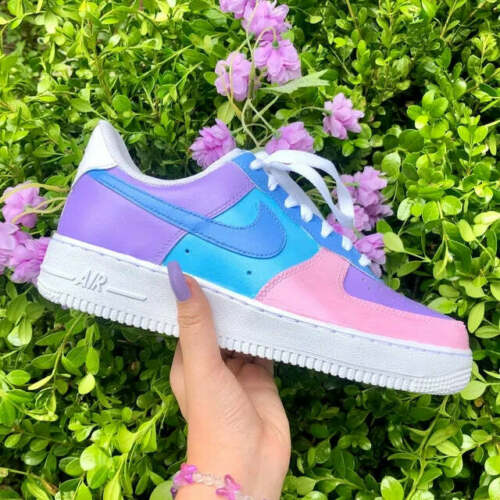 nike pink purple and blue shoes