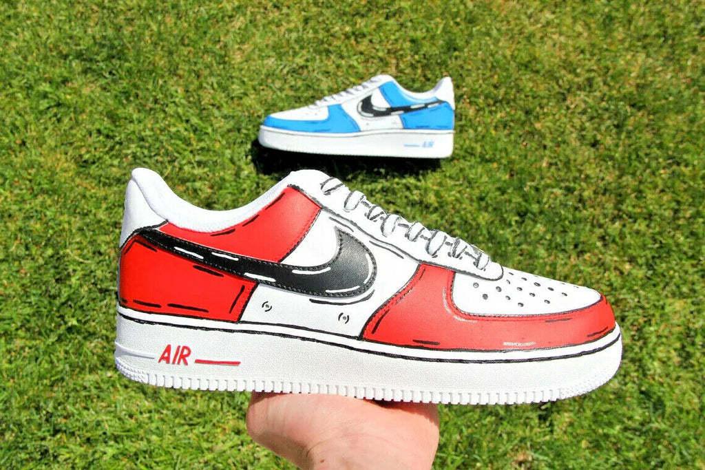 red and blue air force 1 custom