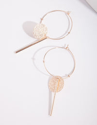 Rose Gold Spike and Disc Hoop Earrings - link has visual effect only