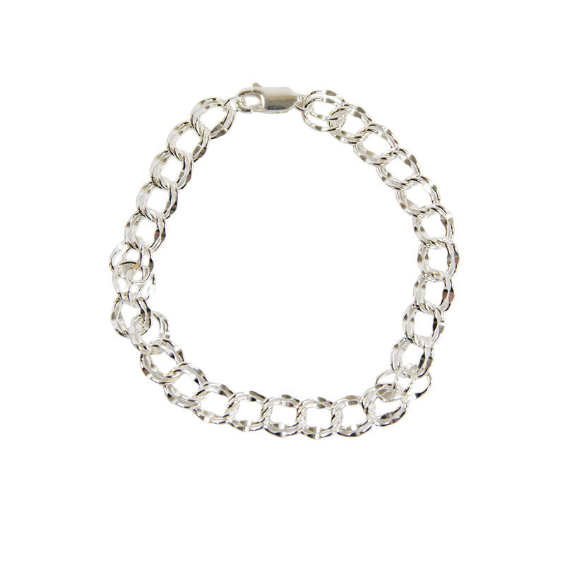 Sterling Silver Double Chain Link Bracelet For Cremation Charm ...