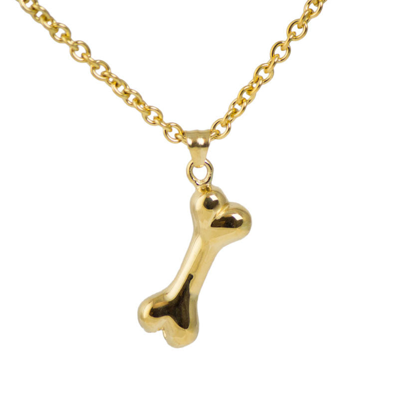 gold dog bone necklace