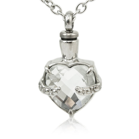 CLARA 925 Sterling Silver Brisa Heart Pendant Chain Necklace Rhodium P