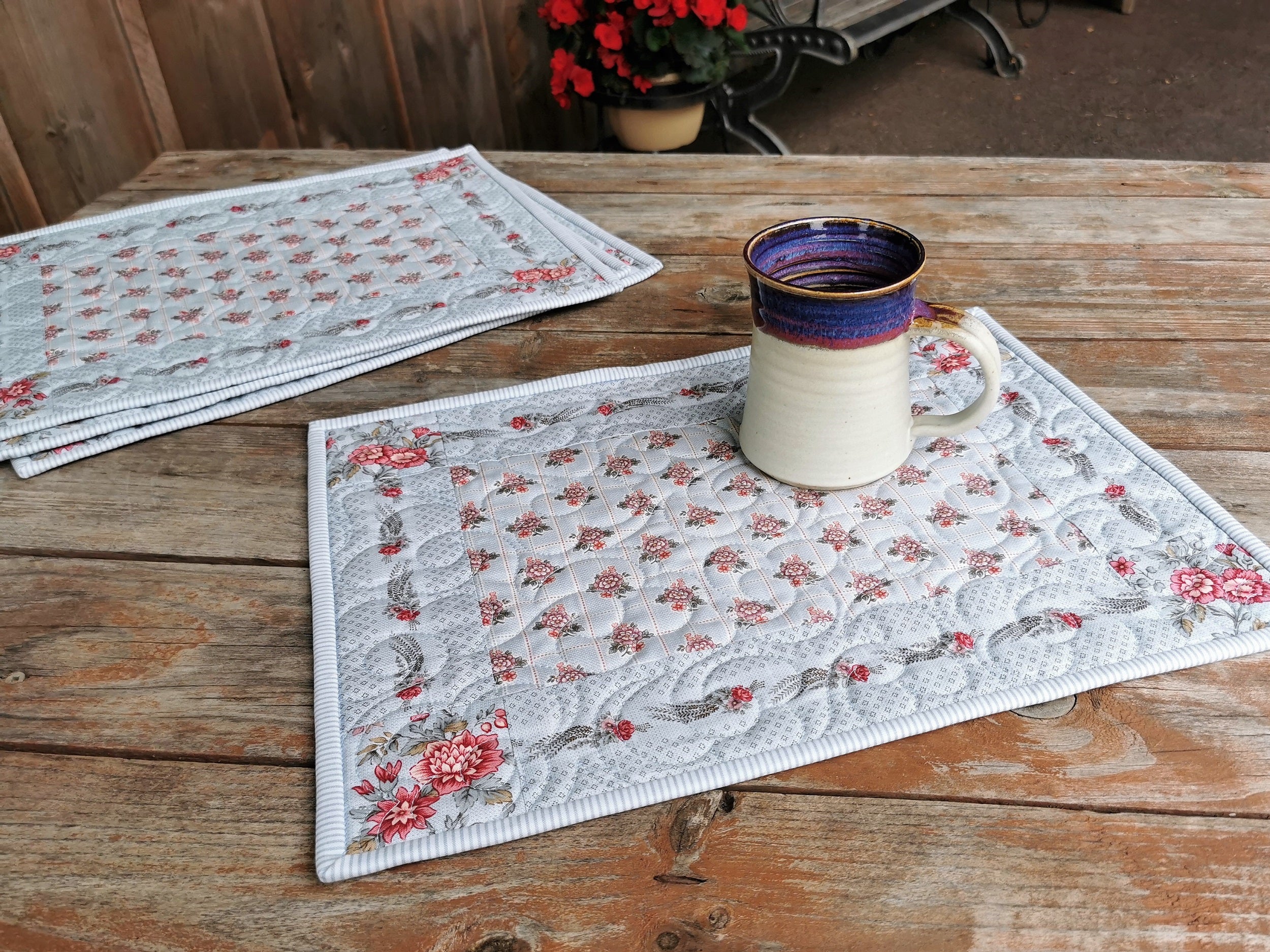 blue quilted placemats