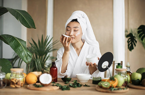 lady is using natural ingredients for her skin care