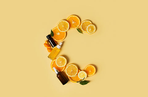 Vitamin C face serum for face with fruits