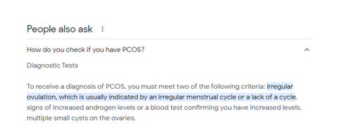 screenshot of PCOS conversation with CHATGPT