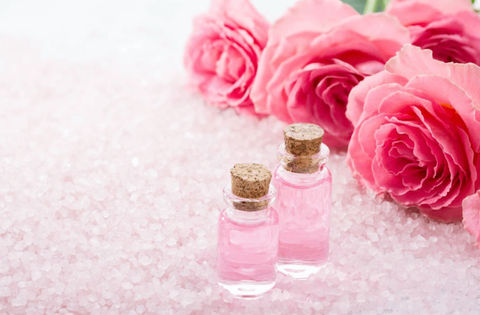 rose water with flowers