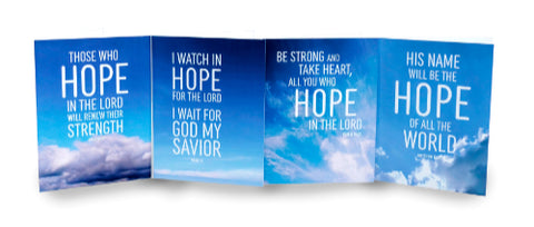 Scripture verses with the word hope printed on greeting cards