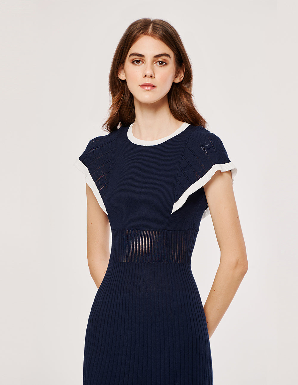 MARYLING ROUND NECK BUTTERFLY SLEEVE KNITTED DRESS