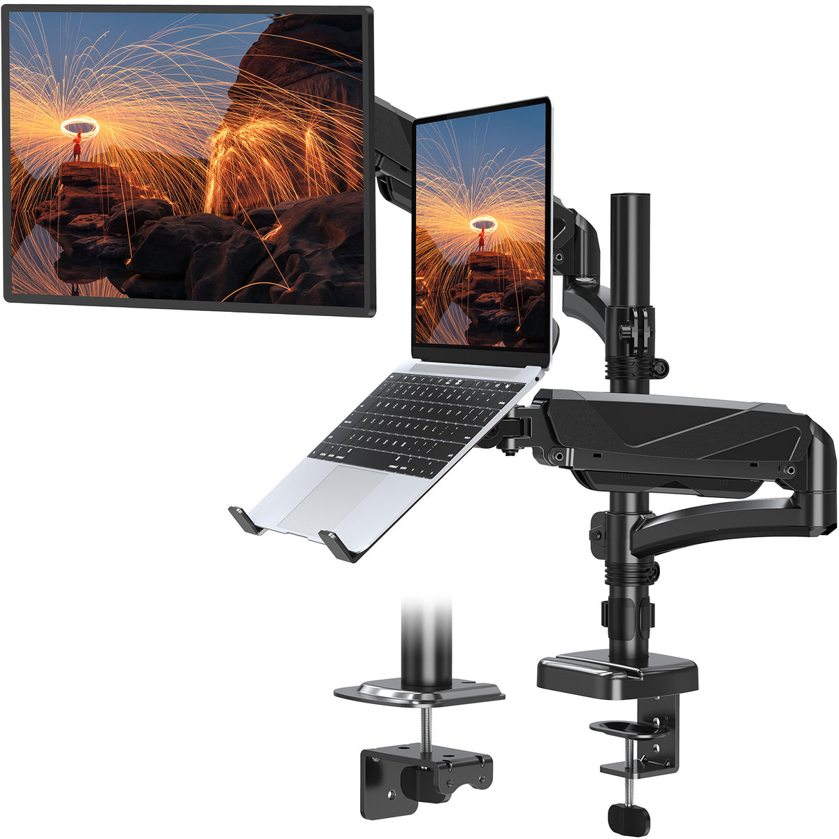 MOUNTUP MU4001 - Soporte de escritorio para portátil de 13 a 17 pulgadas,  brazo para laptop totalmente ajustable, soporte de movimiento completo para