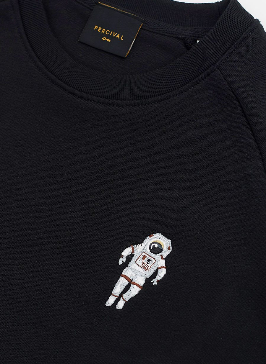 Sweatshirt Spaceman Embroidery Black