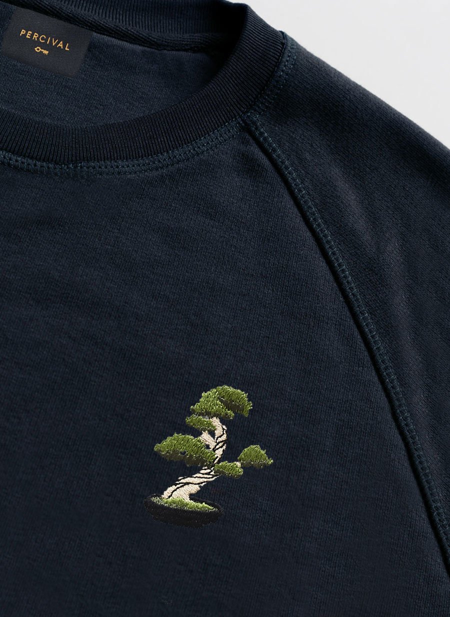 Sweatshirt Bonsai Tree Embroidery Navy