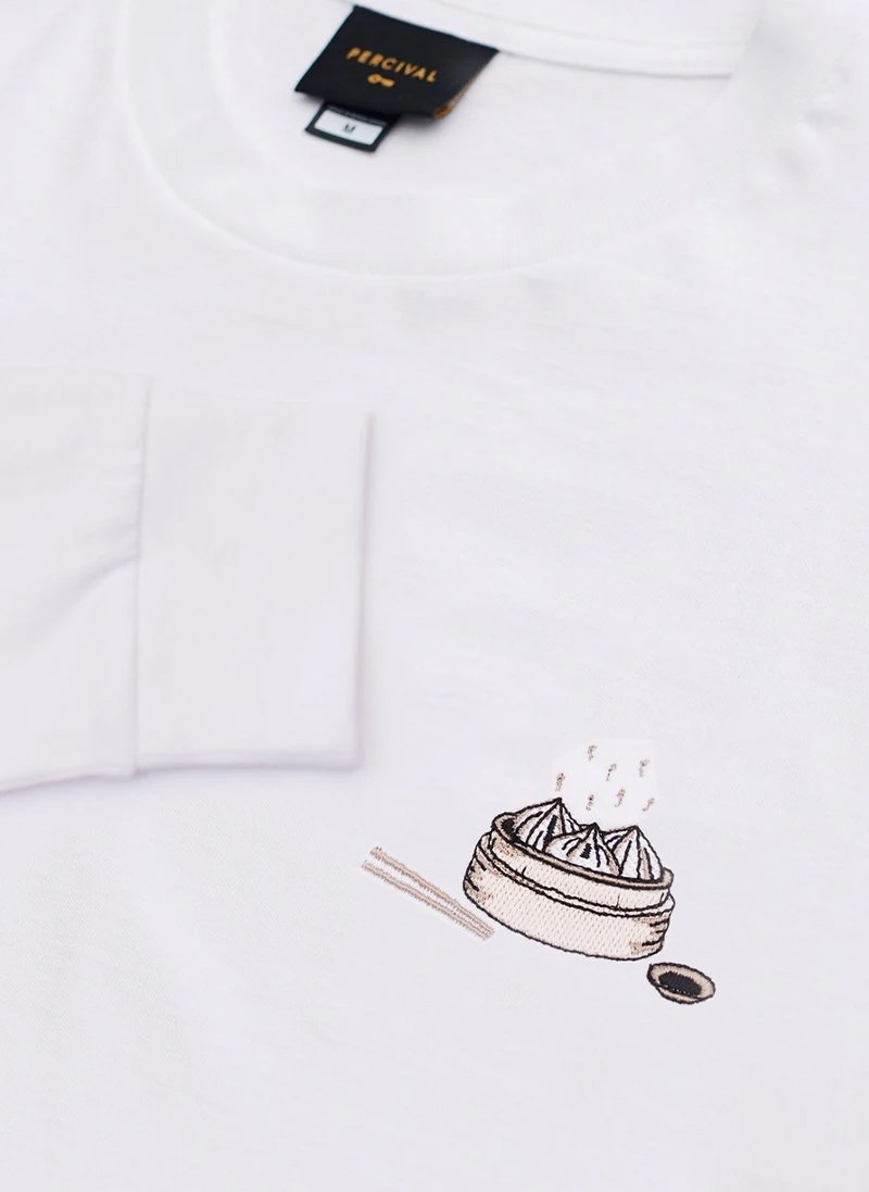 Long Sleeve T Shirt Dumplings White